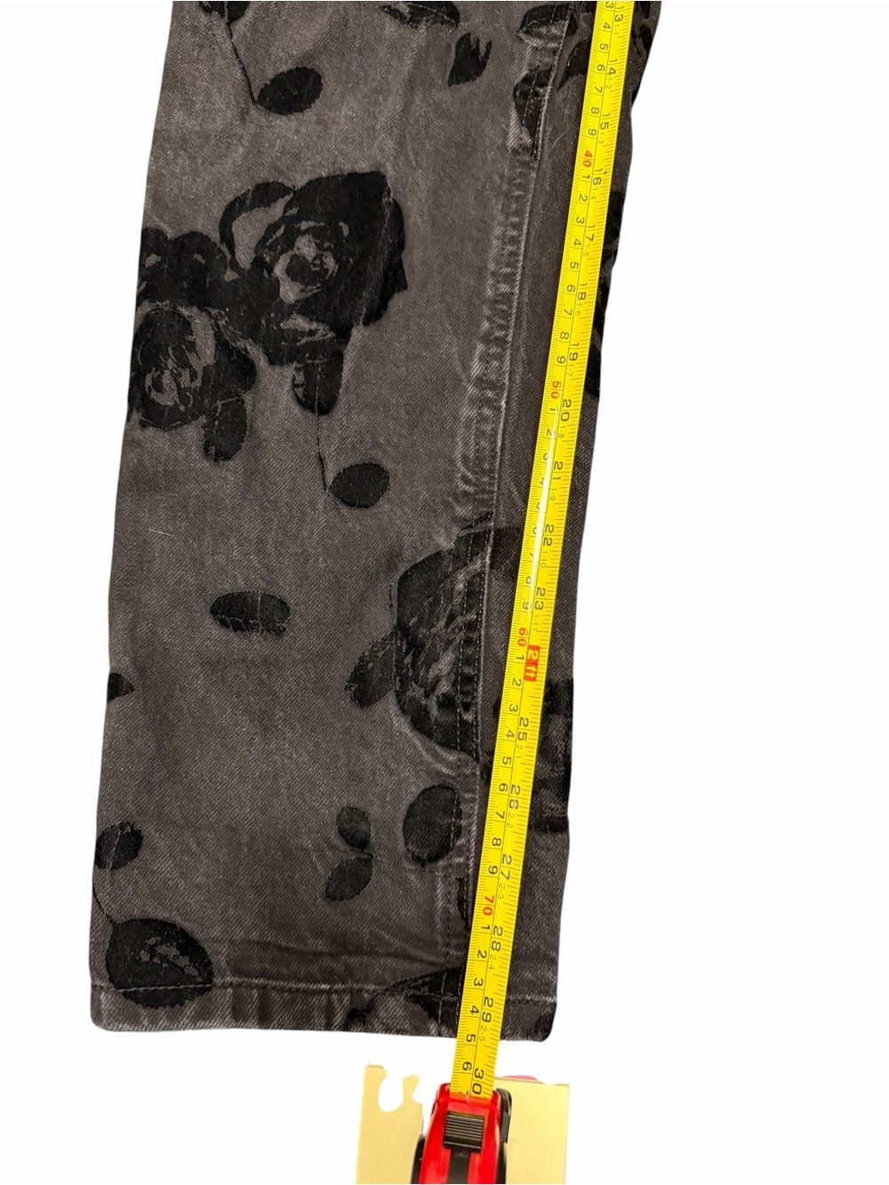 wild fable Black Flocked Floral Print Straight-Leg Jeans - Picture 6 of 7
